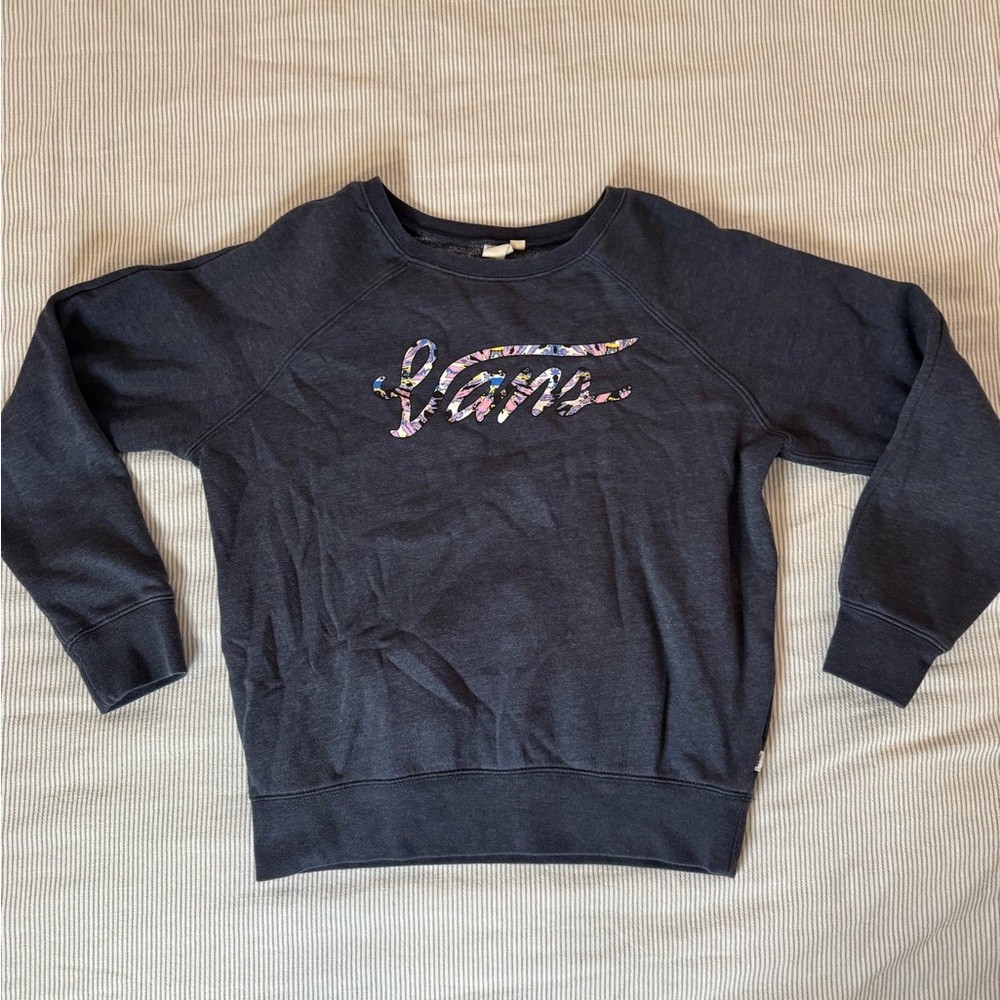 Vans EUC heathered blue Sweatshirt with Colorful Floral Design/ medium